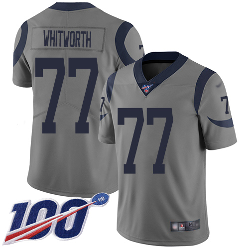 Los Angeles Rams Limited Gray Men Andrew Whitworth Jersey NFL Football #77 100th Season Inverted Legend